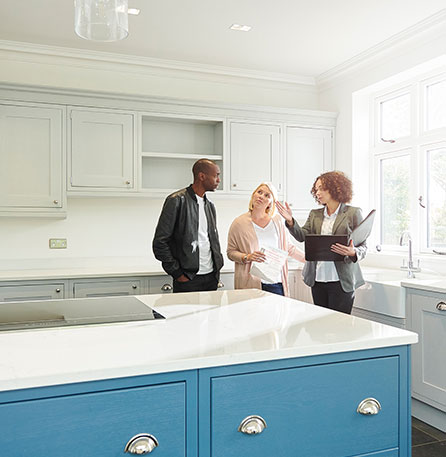 real estate agent showing home